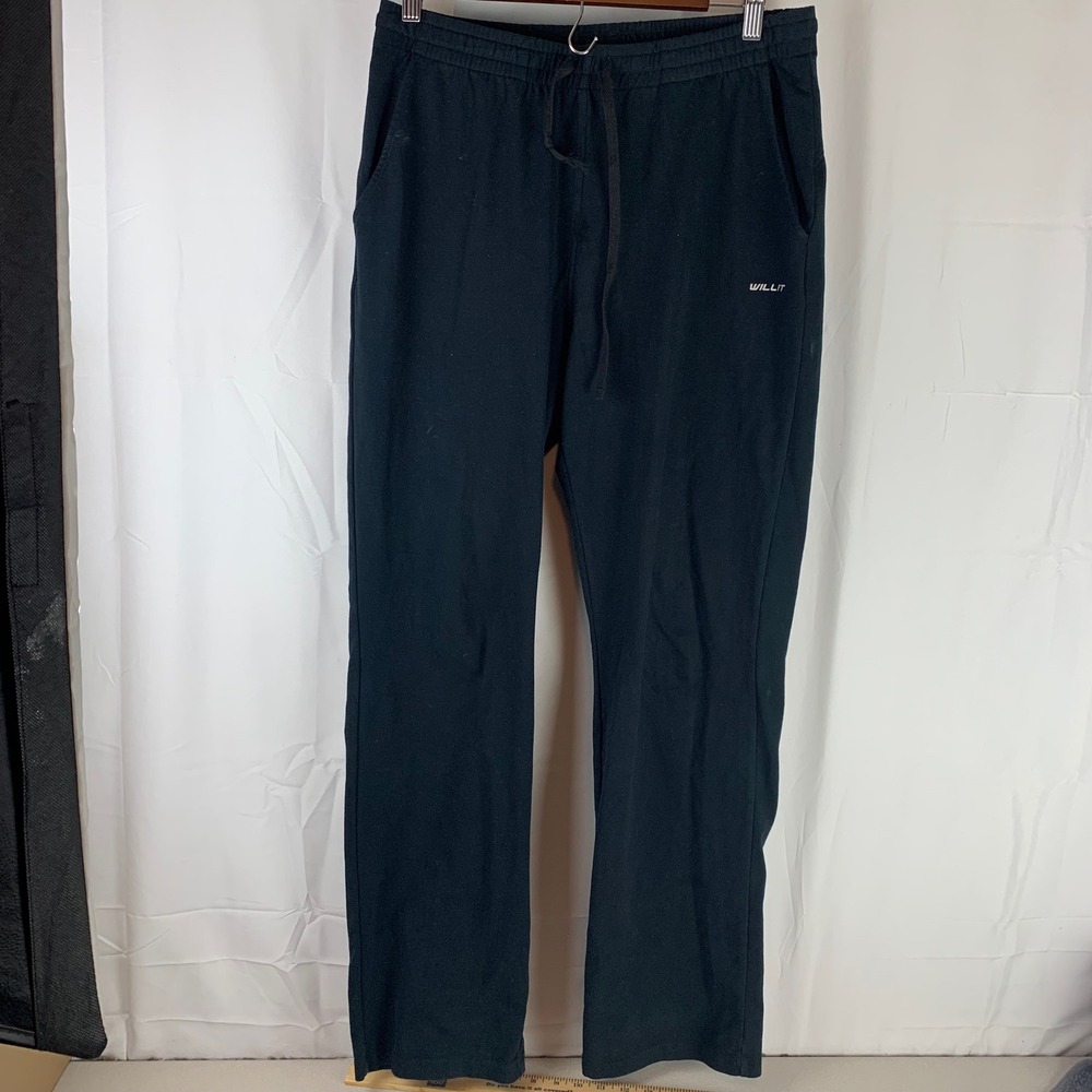Willit Sweatpants Mens L Black Straight Leg Drawstring Athletic‎ Lounge Pants